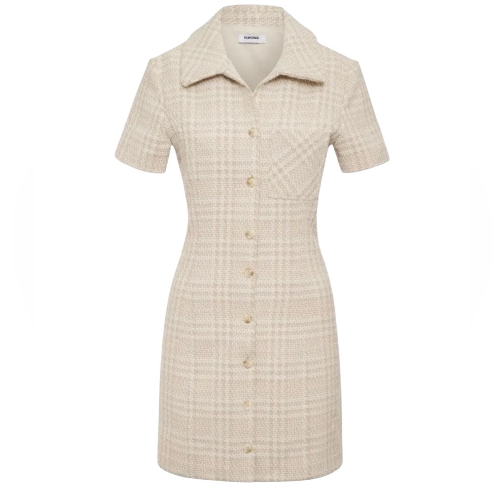 Rumored 'Notting Hill' Beige Glen Plaid Mini Dress 10 New with Tag